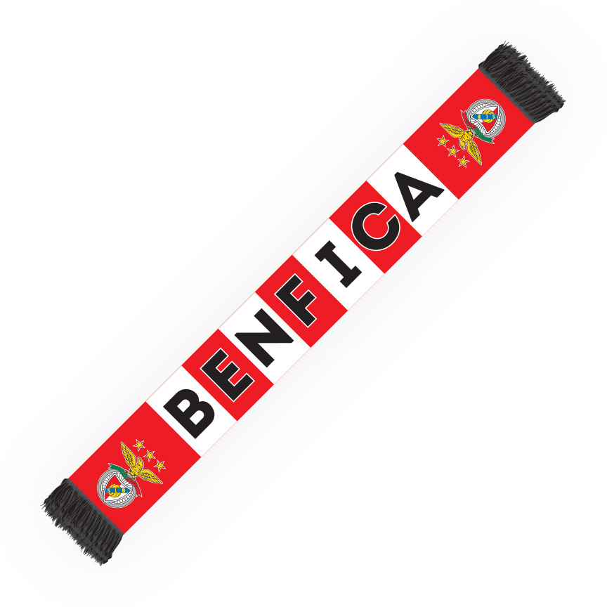 Cachecol Benfica Versão Barras Vermelho e Branco