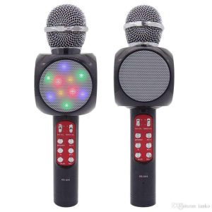 Microfone Com Luz Disco 2 em 1 Para Karaokê